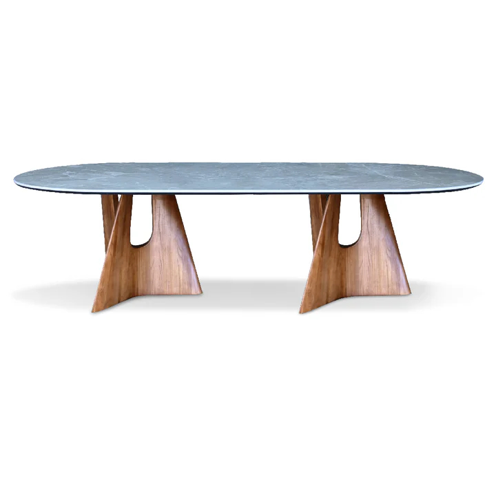 HEBBOV Porcelain Marble Dining Set Side View